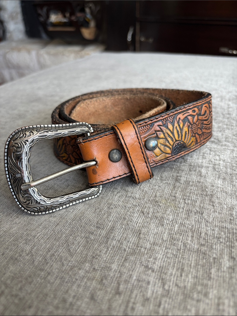 Mexican Made Tooled Leather Belt